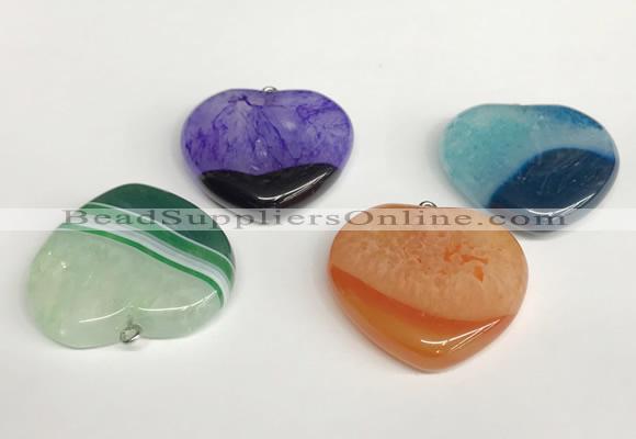 NGP5733 34*35mm heart agate gemstone pendants wholesale