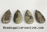 NGP5747 20*40mm flat teardrop rainforest agate pendants