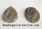 NGP5748 30*40mm flat teardrop rainforest agate pendants