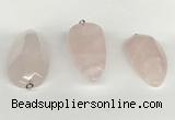 NGP5771 22*48mm - 25*55mm flat teardrop rose quartz pendants