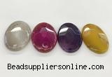 NGP5820 32*50mm faceted oval agate gemstone pendants wholesale