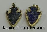 NGP6003 22*30mm - 25*35mm arrowhead lapis lazuli gemstone pendants