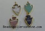 NGP6005 22*30mm - 25*35mm arrowhead mixed gemstone pendants