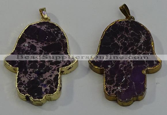 NGP6031 22*40mm - 25*45mm hamsahand sea sediment jasper pendants