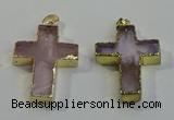 NGP6036 30*40mm - 35*45mm cross rose quartz pendants