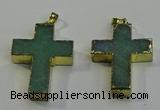 NGP6037 30*40mm - 35*45mm cross green aventurine pendants