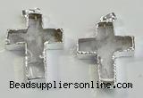 NGP6048 30*40mm - 35*45mm cross white crystal pendants