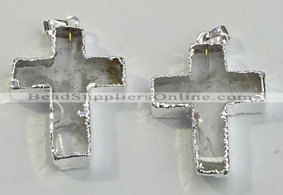 NGP6048 30*40mm - 35*45mm cross white crystal pendants