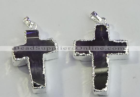 NGP6050 30*40mm - 35*45mm cross amethyst pendants