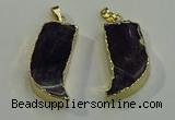 NGP6054 15*40mm - 18*45mm horn amethyst pendants