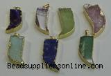 NGP6060 15*40mm - 18*45mm horn mixed gemstone pendants