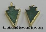 NGP6063 20*40mm - 25*45mm arrowhead green aventurine pendants