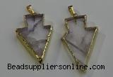 NGP6067 20*40mm - 25*45mm arrowhead white crystal pendants