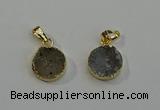 NGP6076 14mm - 15mm flat round druzy agate pendants