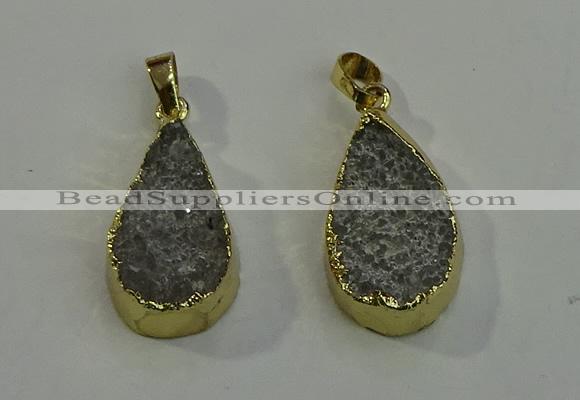 NGP6078 15*25mm – 18*30mm flat teardrop druzy agate pendants