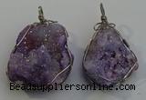 NGP6086 35*40mm – 45*50mm freeform druzy quartz pendants