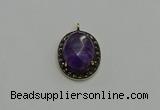 NGP6097 20*25mm - 22*30mm oval amethyst pendants wholesle