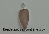 NGP6111 12*35mm - 15*40mm arrowhead rose quartz pendants