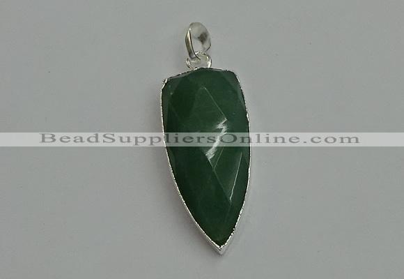 NGP6114 12*35mm - 15*40mm arrowhead green aventurine pendants