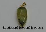 NGP6119 12*35mm - 15*40mm arrowhead green rutilated quartz pendants