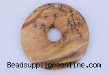 NGP612 5pcs 6*50mm picture jasper gemstone donut pendants wholesale