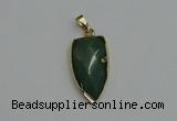 NGP6124 12*35mm - 15*40mm arrowhead green aventurine pendants