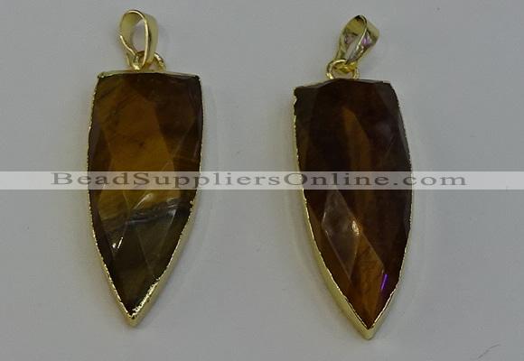 NGP6126 12*35mm - 15*40mm arrowhead yellow tiger eye pendants