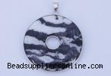 NGP614 5pcs 6*41mm black zebra jasper with brass setting donut pendants