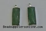 NGP6185 14*30mm - 15*38mm faceted rectangle green aventurine pendants