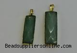 NGP6203 14*30mm - 15*38mm faceted rectangle green aventurine pendants