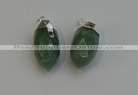 NGP6227 12*28mm - 15*30mm faceted bullet green aventurine pendants