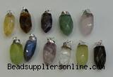 NGP6230 12*28mm - 15*30mm faceted bullet mixed gemstone pendants