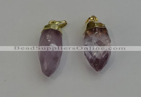 NGP6237 12*28mm - 15*30mm faceted bullet amethyst pendants