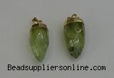 NGP6239 12*28mm - 15*30mm faceted bullet green rutilated quartz pendants