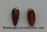 NGP6242 12*28mm - 15*30mm faceted bullet red rabbit hair pendants