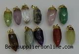 NGP6250 12*28mm - 15*30mm faceted bullet mixed gemstone pendants