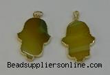 NGP6255 22*40mm - 25*45mm hamsahand agate gemstone pendants