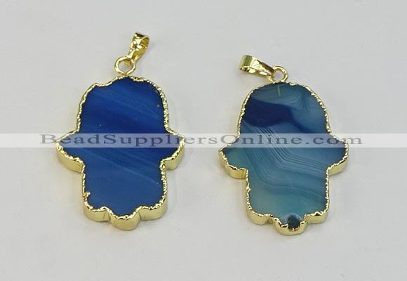 NGP6258 22*40mm - 25*45mm hamsahand agate gemstone pendants