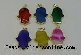 NGP6263 22*40mm - 25*45mm hamsahand agate gemstone pendants