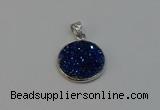 NGP6265 20mm flat round plated druzy agate pendants wholesale