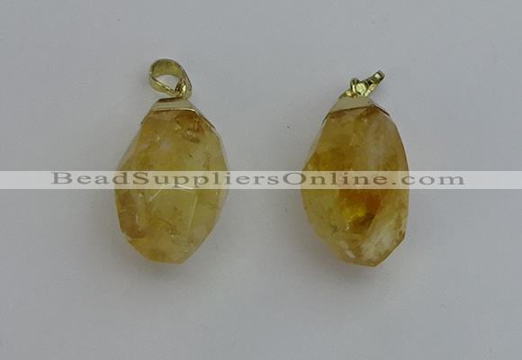 NGP6299 18*30mm - 22*35mm faceted nuggets citrine pendants