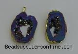 NGP6312 25*35mm - 30*45mm freeform plated druzy agate pendants