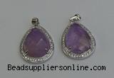 NGP6334 25*30mm teardrop light amethyst pendants wholesale