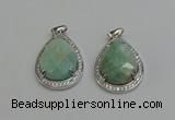 NGP6338 25*30mm teardrop amazonite gemstone pendants wholesale