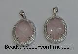 NGP6351 25*30mm oval rose quartz gemstone pendants wholesale