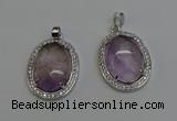 NGP6353 25*30mm oval light amethyst pendants wholesale