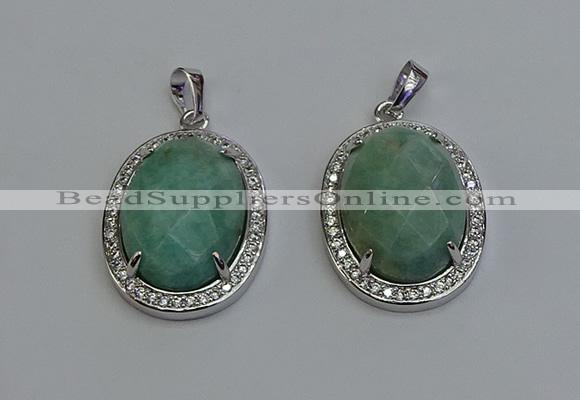 NGP6358 25*30mm oval amazonite gemstone pendants wholesale