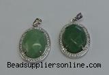 NGP6359 25*30mm oval green aventurine pendants wholesale