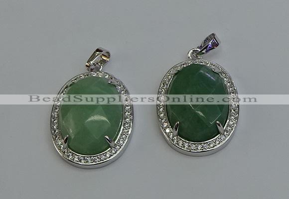 NGP6359 25*30mm oval green aventurine pendants wholesale