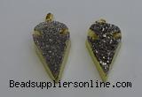 NGP6375 23*42mm - 25*45mm arrowhead plated druzy agate pendants